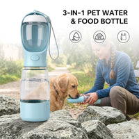 3-in-1 Dog Portable Water & Food Bottle, Outdoor Travel Pet Drinking Cup